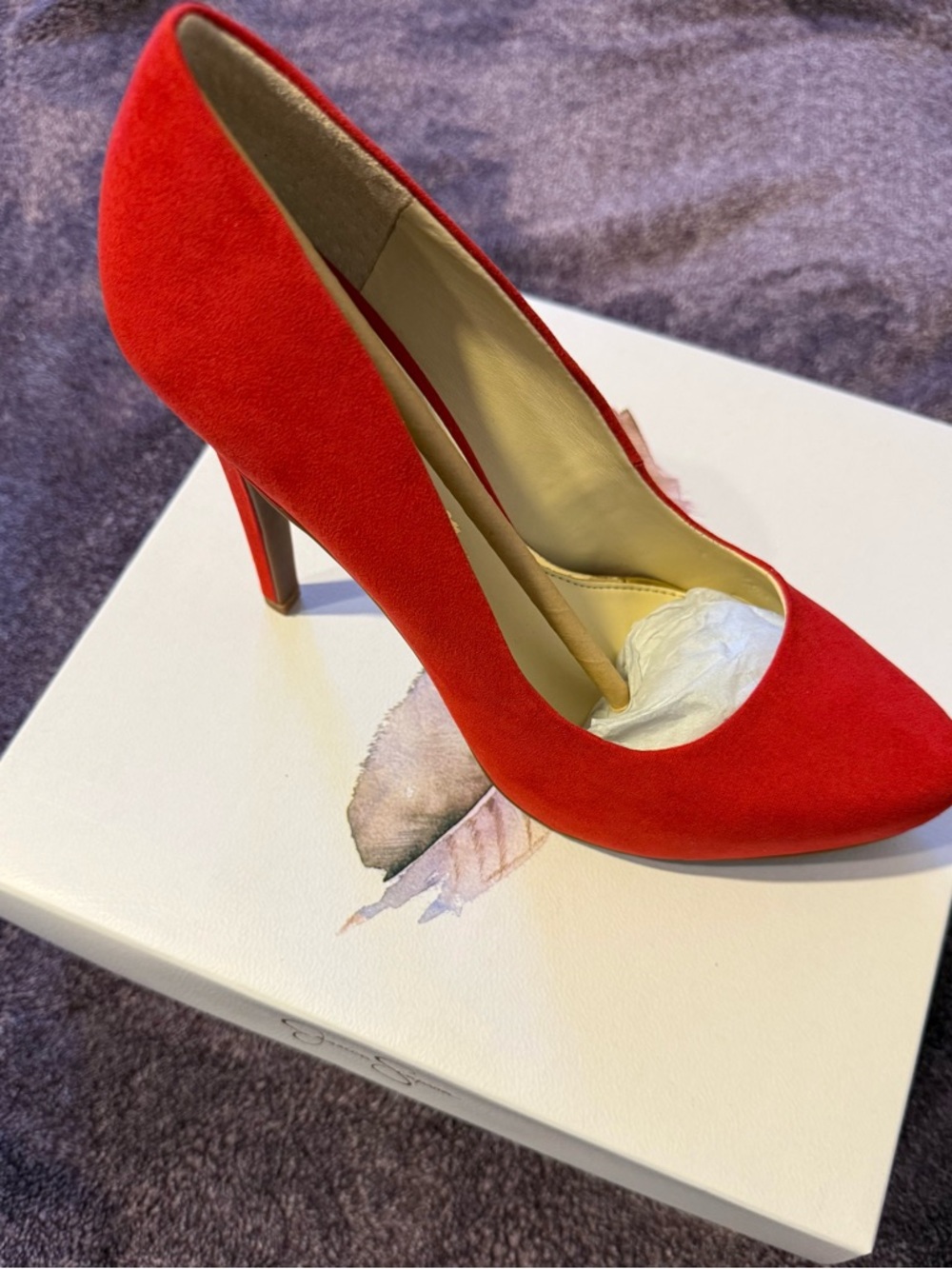 Jessica Simpson Red Suede Pointed-Toe Stiletto Pump